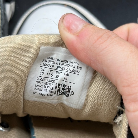 Converse Kids Black and Tan Sneakers size 12 - Picture 4 of 5